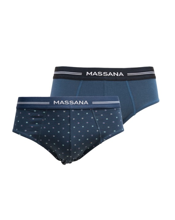 PACK 2 SLIPS HOMBRE AZUL ESTAMPADO Y LISO