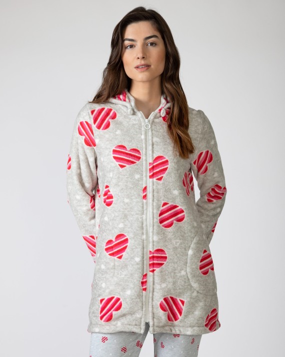 Short women's robe with zipper closure