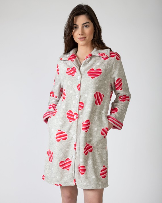 Bata de mujer larga con cierre de botones