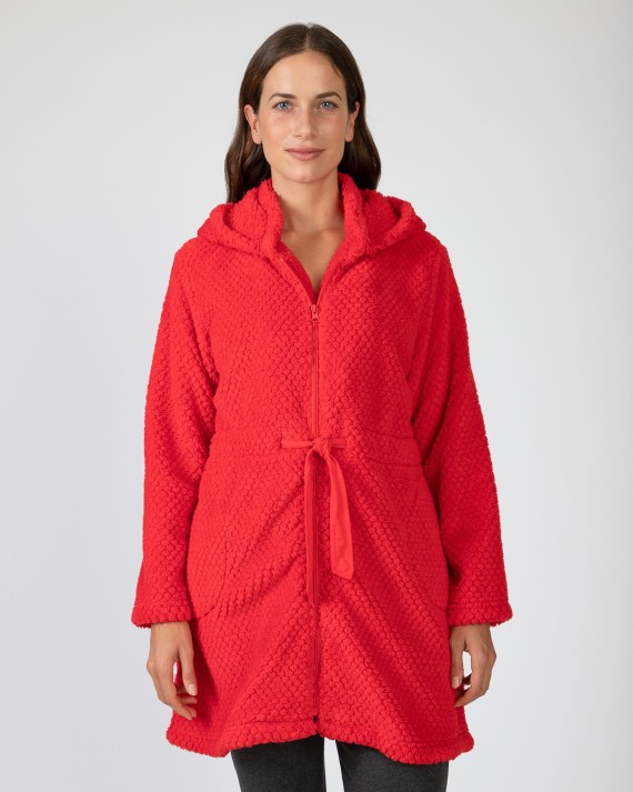 Short women's robe with zipper closure