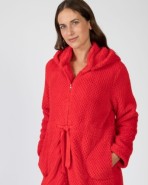 Short women's robe with zipper closure