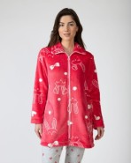 Short women's robe with zipper closure