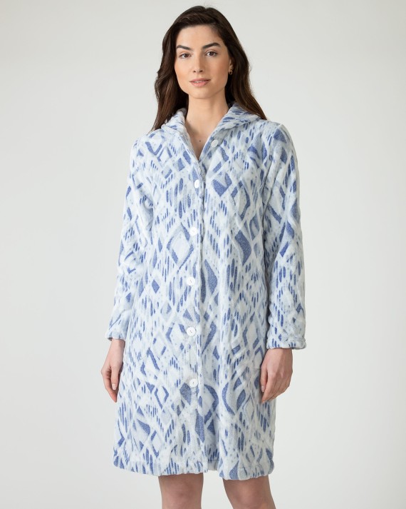 Long women's robe with button closure
