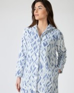 Long women's robe with button closure