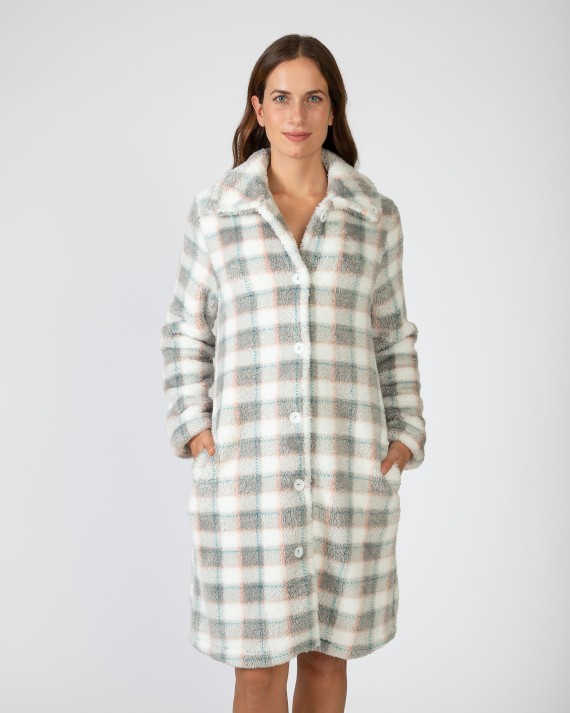 Long women's robe with button closure