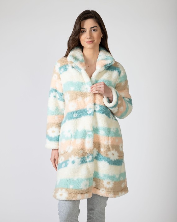 Long women's robe with button closure