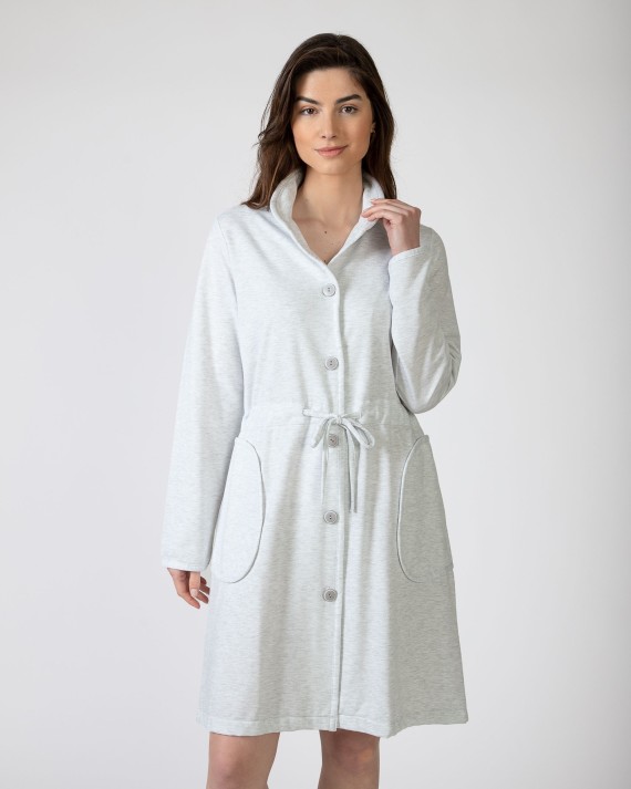 Long women's robe with button closure