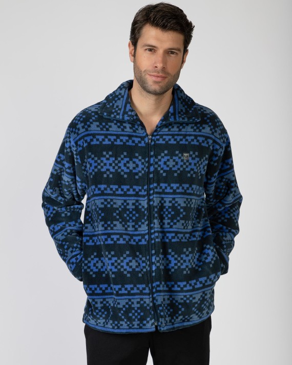 Short men's robe with zipper closure