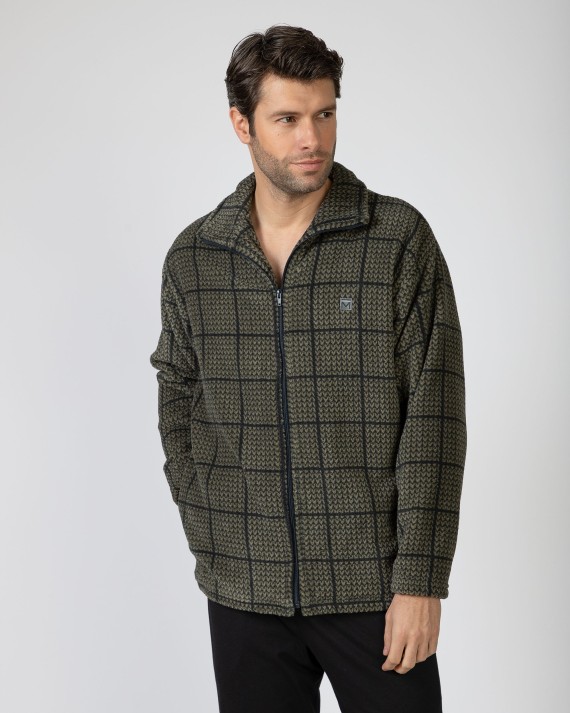 Short men's robe with zipper closure