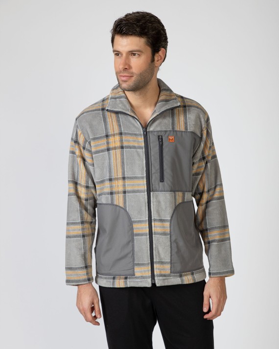 Short men's robe with zipper closure