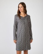 Short long-sleeved cotton nightgown