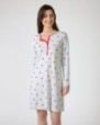Short printed nightgown with long sleeves