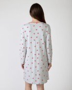 Short printed nightgown with long sleeves
