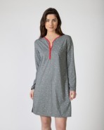 Short printed nightgown with long sleeves