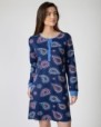 Short printed nightgown with long sleeves