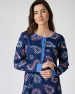 Camisón corto estampado de manga larga