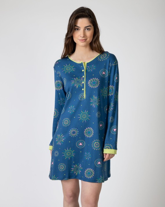 Camisó curt estampat de màniga llarga