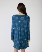 Short printed nightgown with long sleeves