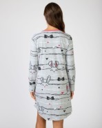 Short printed nightgown with long sleeves