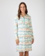 Short printed nightgown with long sleeves