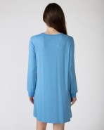 Short micro-striped nightgown with long sleeves