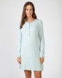 Short micro-striped nightgown with long sleeves