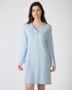 Short micro-striped nightgown with long sleeves