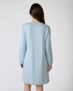 Short micro-striped nightgown with long sleeves