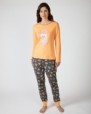 Pijama de mujer largo en punto de algodón estampado