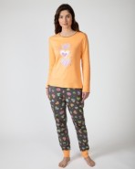 Pijama de dona llarg en punt de cotó estampat