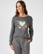 Long women's pajamas in printed cotton jersey