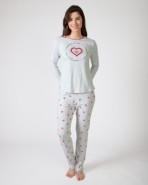 Long women's pajamas in printed knit fabric