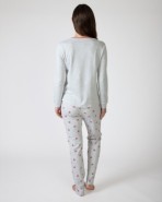 Long women's pajamas in printed knit fabric