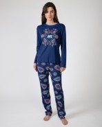 Pijama de mujer largo en punto de algodón estampado