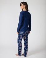 Pijama de mujer largo en punto de algodón estampado