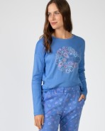 Long women's pajamas in printed cotton jersey