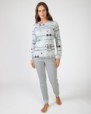 Long women's pajamas in printed knit fabric
