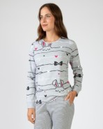 Long women's pajamas in printed knit fabric