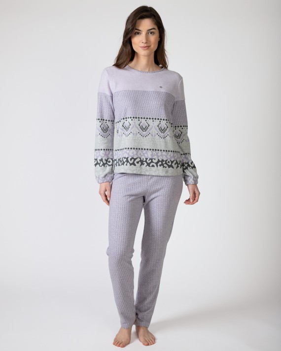 Pijama de dona llarg de punt jacquard