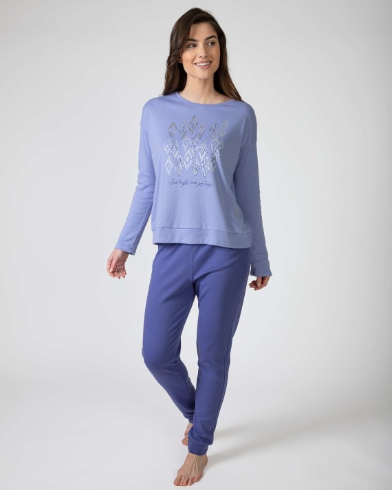 Pijama de dona llarg en teixit de punt