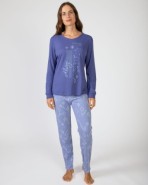 Long women's pajamas in printed knit fabric