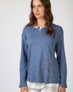 Pijama de mujer largo en tejido de punto estampado