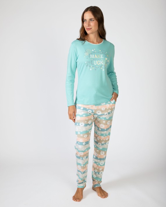 Pijama de mujer largo en punto de modal algodón estampado