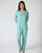 Long women's pajamas in printed cotton modal knit