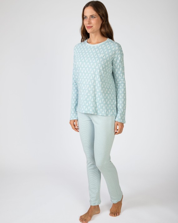 Long jacquard knit women's pajamas
