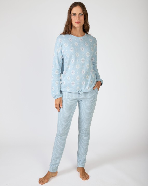 Pijama de mujer largo de punto jacquard