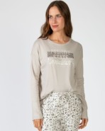 Pijama de mujer largo en punto de algodón estampado