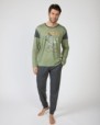 Men's long cotton knit pajamas