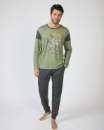 Men's long cotton knit pajamas