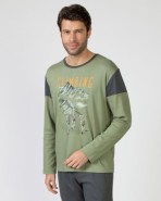 Men's long cotton knit pajamas